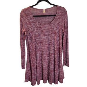 Green Pea Womens Sz M Red Acid Wash Long Sleeve Knitted Blouse